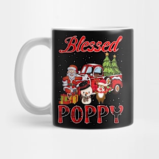 Blessed Poppy Red Plaid Christmas Mug